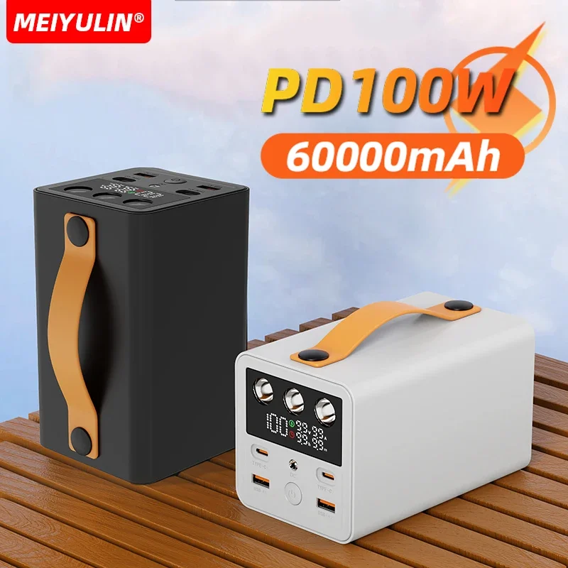 100W 60000mAh Powerbank für Laptop, tragbarer USB-C-DC-Schnellladegerät, externe Batterie mit großer Kapazität für iPhone 17, Samsung, Xiaomi