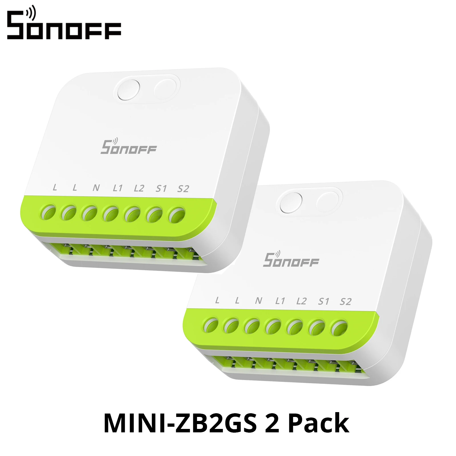 SONOFF MINI DUO 2-voudige Zigbee slimme schakelaar MINI-ZB2GS Kleine en veilige bediening met dubbele belasting Ondersteunt externe schakelaar Vereist zigbee hub