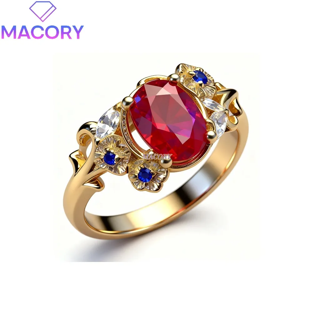 

Natural Ruby Ring S925 Sterling Silver Luxury Exquisite Women's Jewelry Accessories Bright Color Festival Gift First Choice