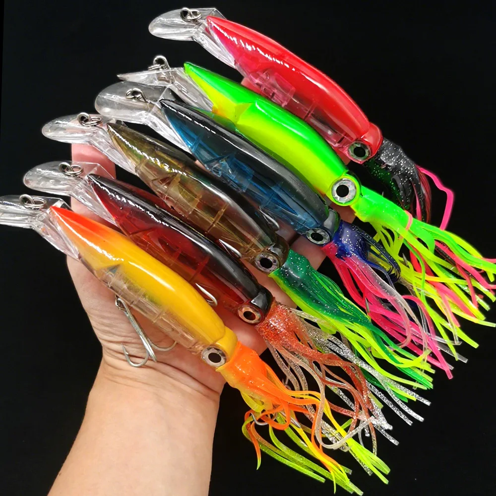 Nova Isca Artificial de Lula para Água Salgada 2026, 19g 38g, Isca Rígida Biônica de Camarão com Tentáculos para Pesca de Polvo e Robalo