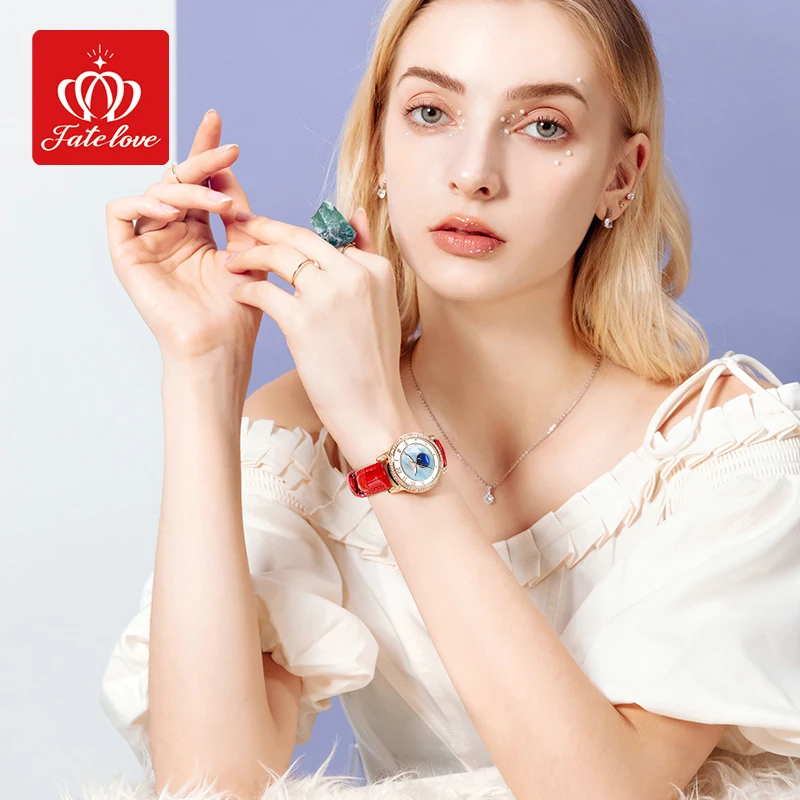 Orologio da donna semplice al quarzo con cintura di marca Fate Love 825