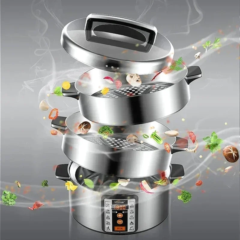 Household multifunctional electric steam engine Large capacity stainless steel multi-layer household electric steam engine