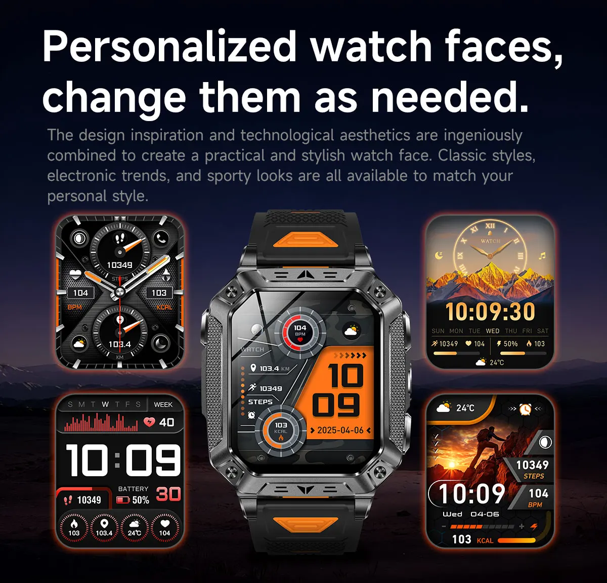 2026 Neue 1400mAh Militär-Smartwatch 10ATM Wasserdicht 2,01" AMOLED SOS+LED-Taschenlampe Herzfrequenz 100+ Sportmodi Fitness-Uhr – Detail 21