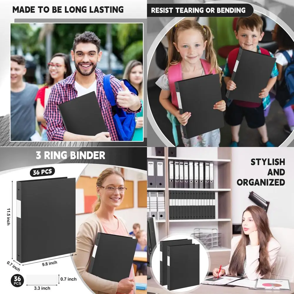 

0.5 Inch 3-Ring Binder, Holds 140 Sheets, Letter Size 8.5 x 11, Black for School and Office Use