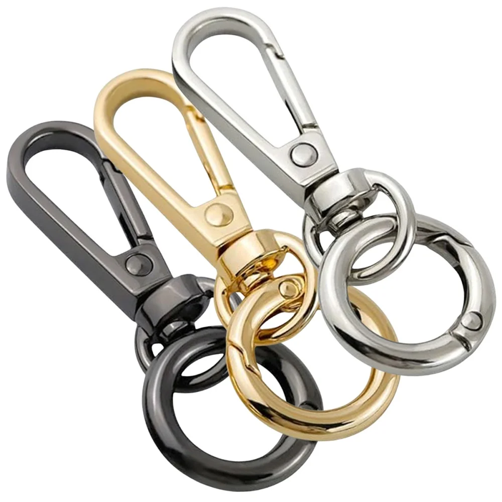 3/6/15 Sets Drehbare Karabinerhaken mit Doppelöffnung, Schlüsselanhänger-Clips, Metall-Karabinerhaken für Bastelarbeiten und Schlüsselbandherstellung – Detail 1