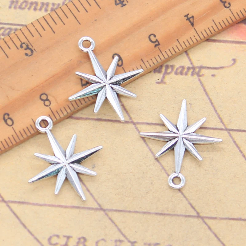 20pcs Charms Polestar Pole North Star 23x20mm Antique Silver Color Pendants Making DIY Handmade Tibetan Finding Jewelry