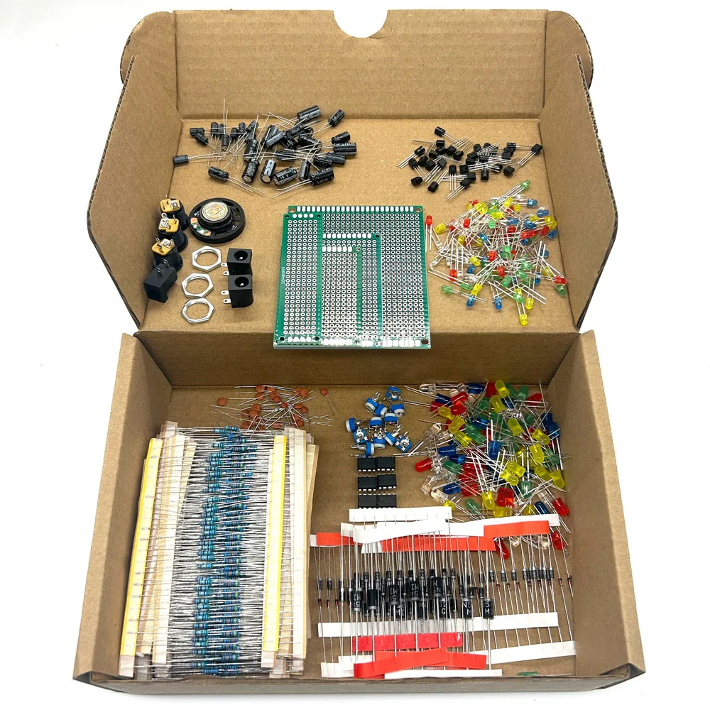 

Electronic Components Kit Ultimate Edition Various Common Capacitors Resistors Capacitors T0-92 LED Transistors PCB