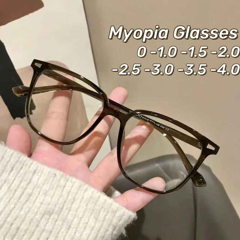 

2024 Large Frame Ultra Light TR90 Myopia Eyeglass Korean Trendy Square Near Sight Glasses Anti Blue Light Computer Eyewear