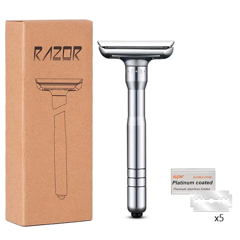 Safety Double-edged Razor Double Edge Safety Razor Blade, Adjustable Double Edge Razor Box Comes With 10 Double-edged Blades