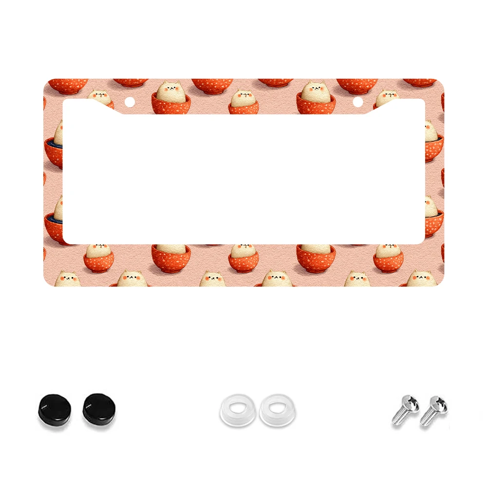 

1 шт. Рамка номерного знака с 2 отверстиями розового и оранжевого кота, алюминиевый материал, 6x12 дюймов, с набором винтов, мультфильм, развлечение, автомобиль D