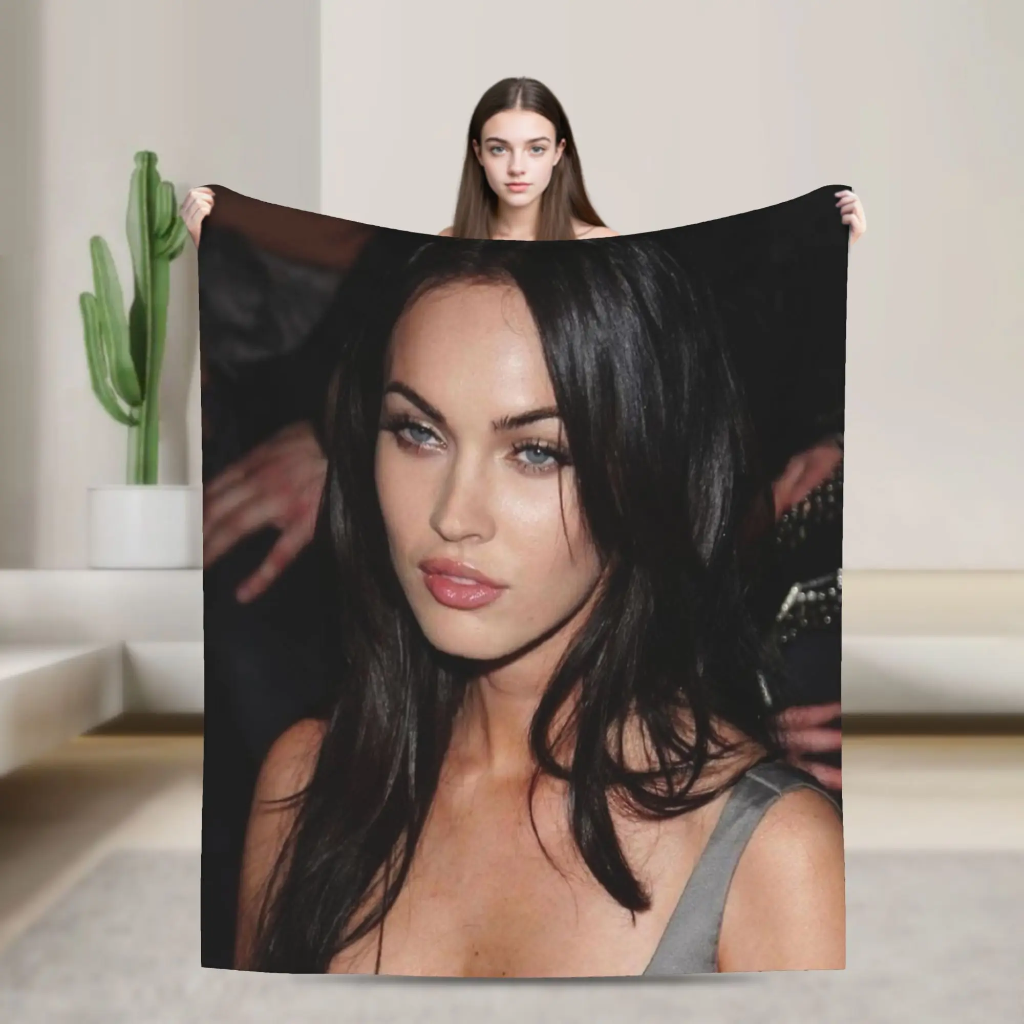girly girl Megan Fox  Blanket Cover   Fleece Throw Blankets Airplane Travel Decoration Lightweight Bedsprea