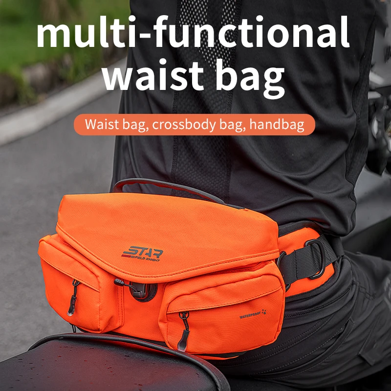 SFK Multifunctional Motorcycle Bag Waist Bag Chest Front Pack Men Women Outdoor Riding Gears Package With Waterproof Rain Cover