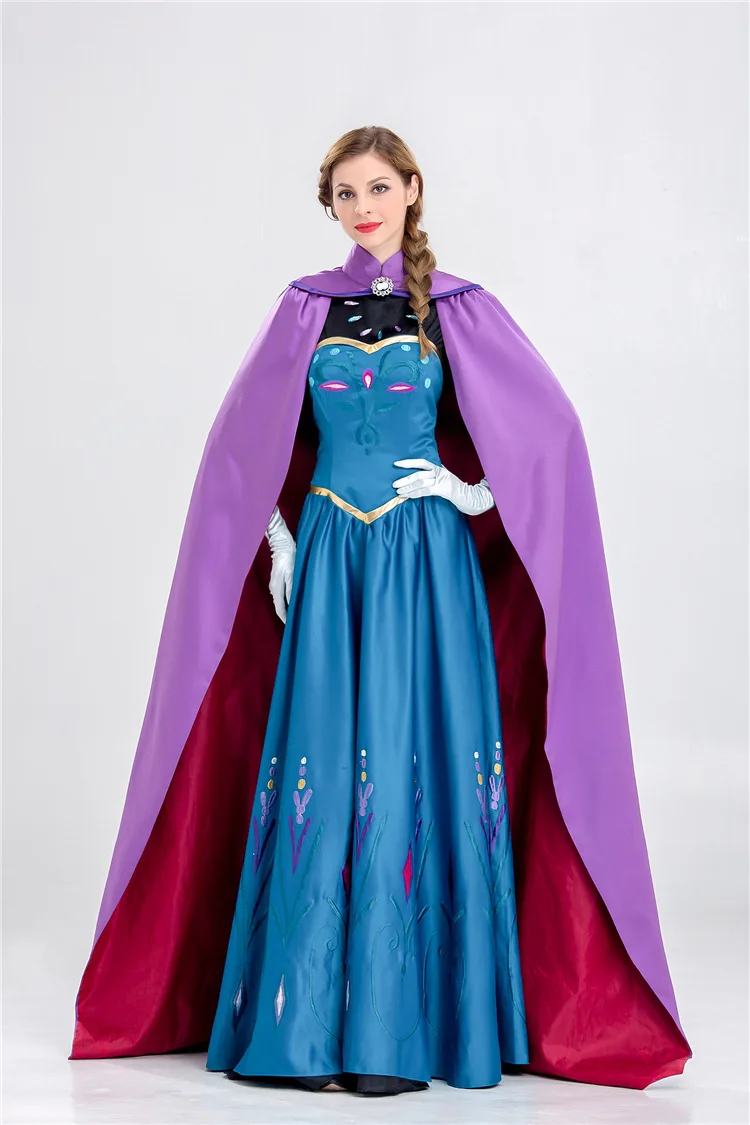 Frozen Cosplay Costume Anna Princess Dress With Cloak Halloween Fairy Tale Cosplay Party Queen Outfits Performance Costume Suits