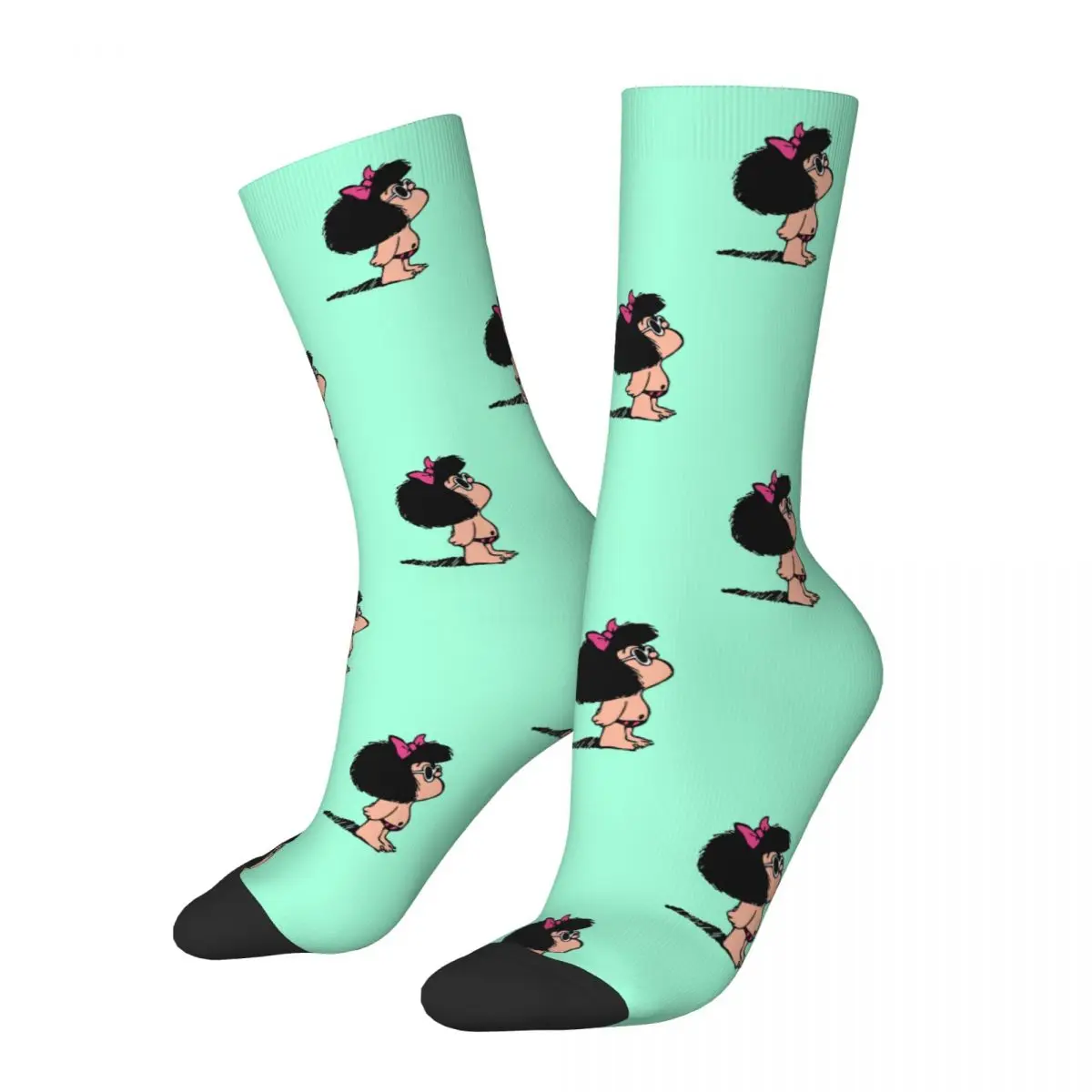 Cool Mafalda With Swimsuit Sports Socks Cute Kawaii Cartoon Polyester Crew Socks for Unisex