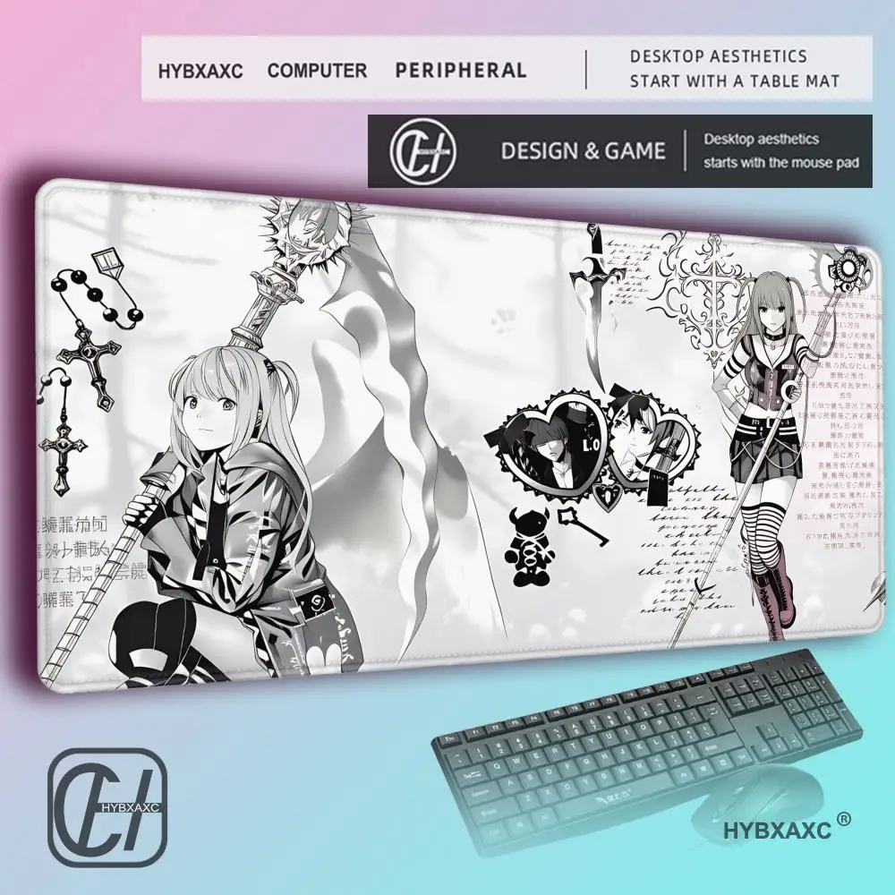 HYBXAXC New Misa Amane Light Yagami Desk Mat Death Note Anime Mousepad Computer Gamers Lock Edge  E-sports Keyboard Pads
