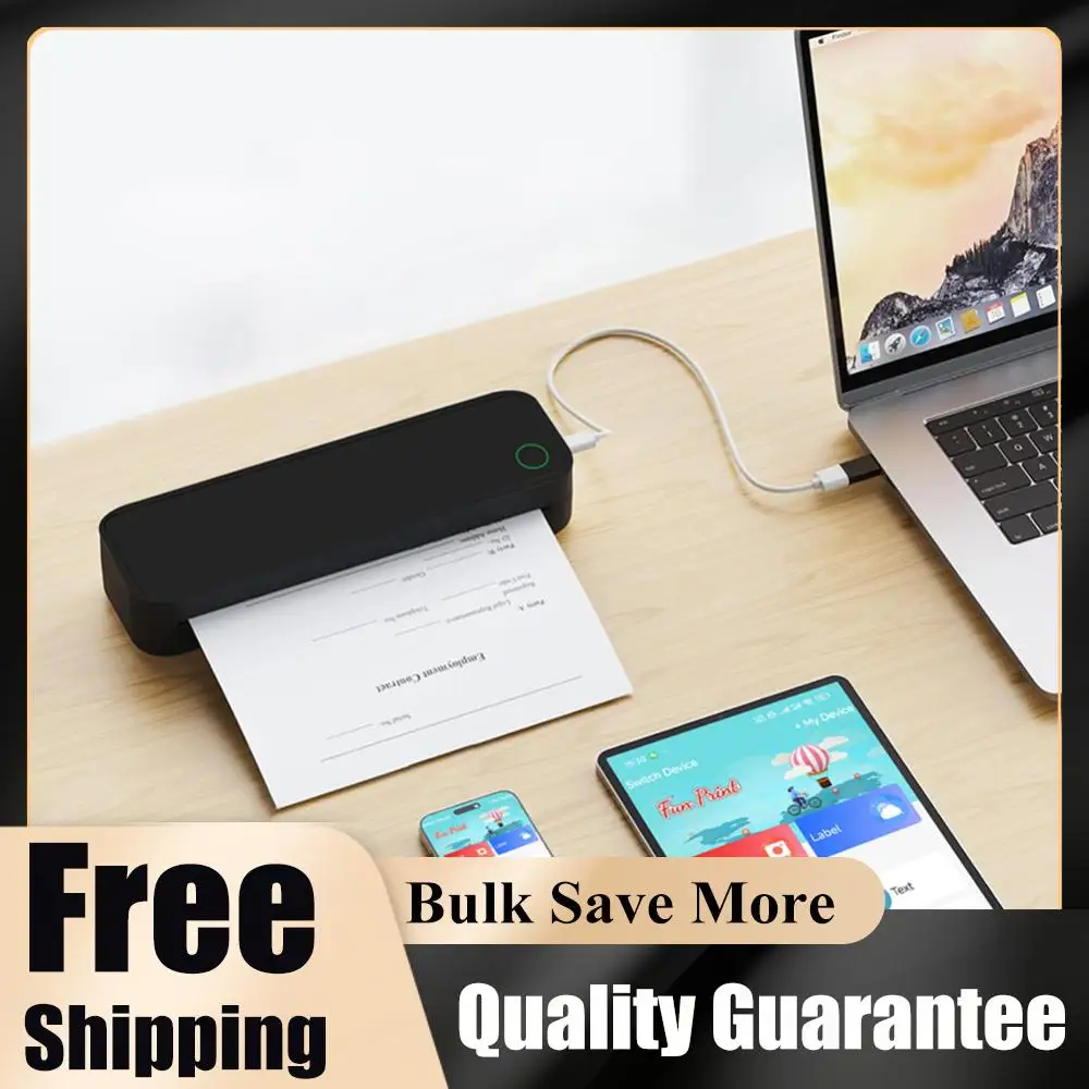 

A4 Portable Thermal Printer Inkless Bluetooth-Compatible Min Portable A4 Label Maker Document Printing Maker for Smartphone & PC