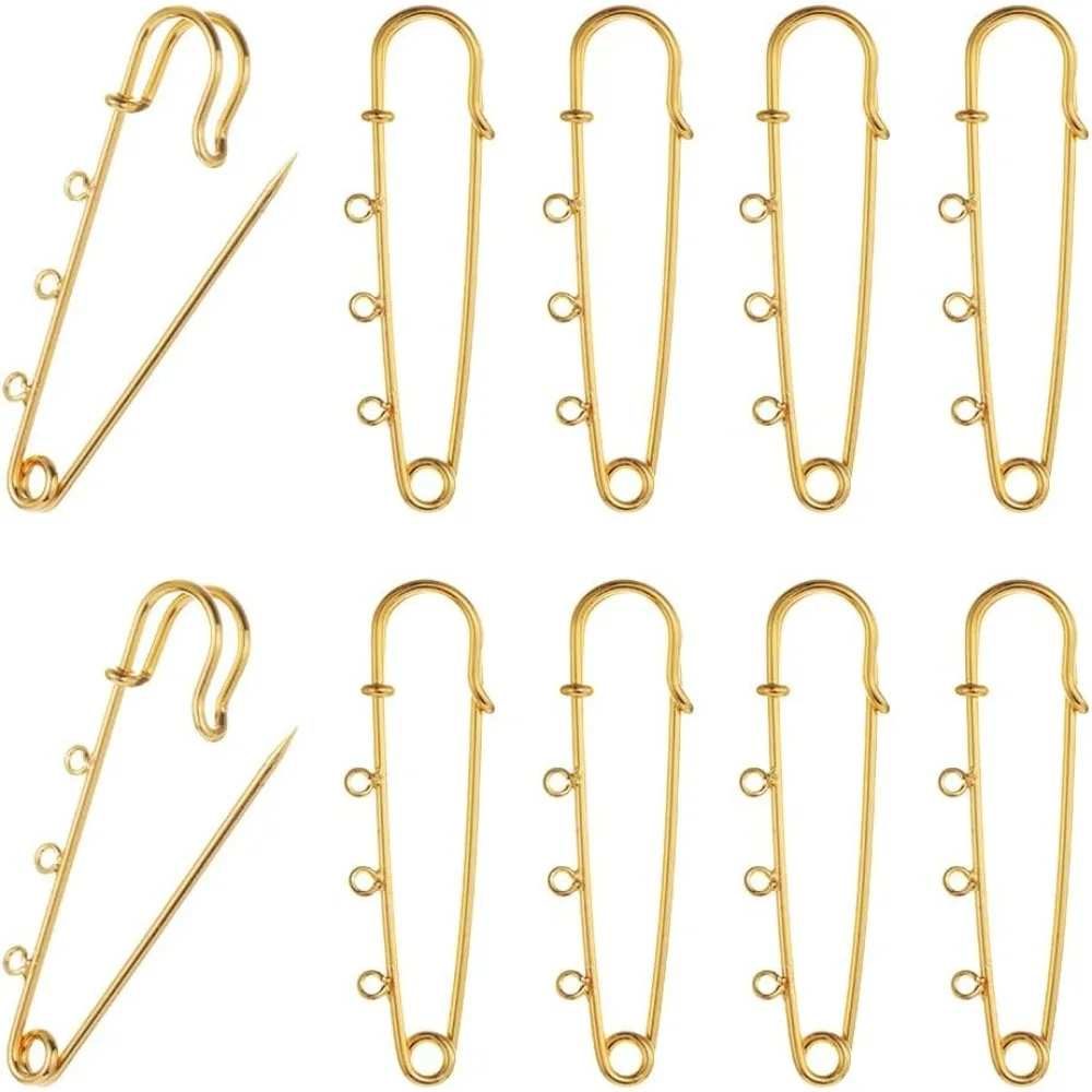 

1 коробка, 10 шт., позолоченная брошь 18 карат, булавки, брошь, фурнитура, булавки-килт с петлями, сверхпрочная булавка для изготовления ювелирных изделий, комплект