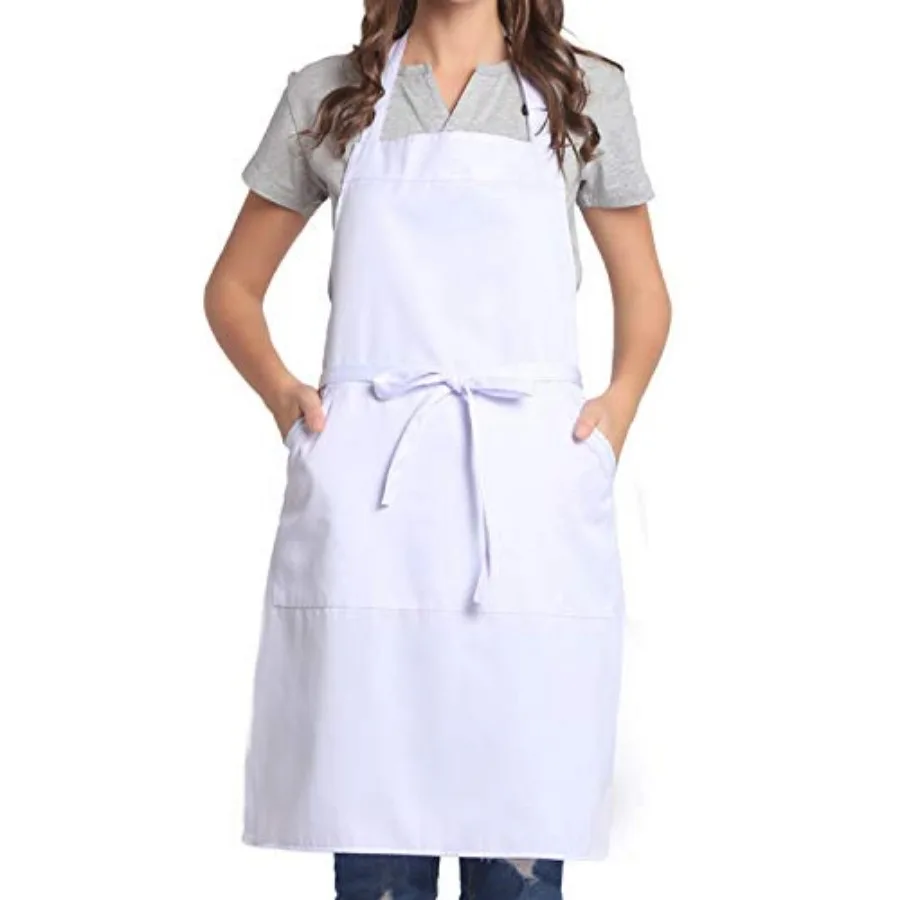 

Adjustable Bib Apron with Long Ties for Women Men 18 Colors Chef Kitchen Cooking