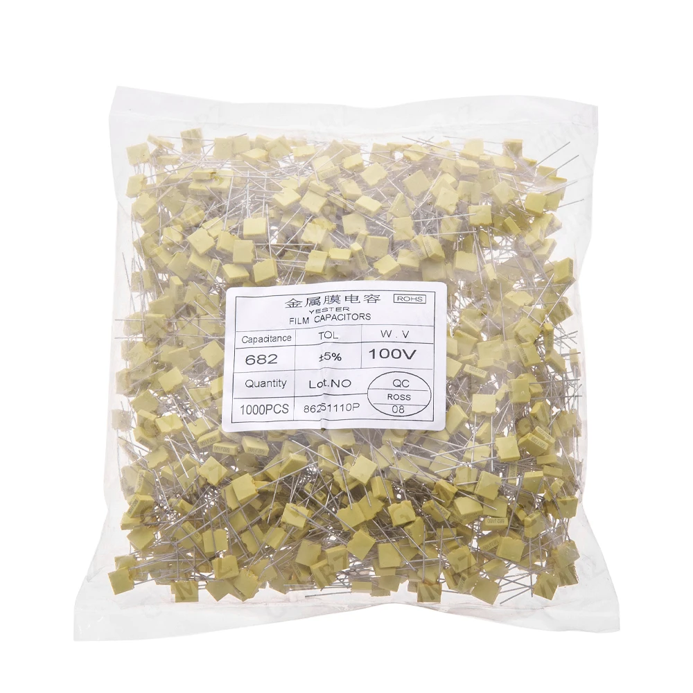 100pcs/1000pcs/20pcs 102J152J 222J 332J 472J 682J 103J Metal film capacitor 1NF 1.5NF 5NF 22NF capacitor 47NF 100NF 220NF