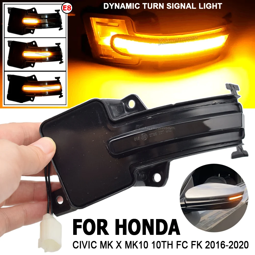 LED Side Wing Rearview Mirror Sequential Dynamic Blinker Turn Signal Light For Honda Civic MK X MK10 10th FC FK 2016 2017-2020