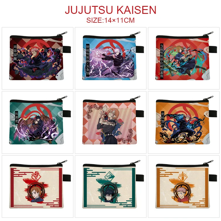 Jujutsu Kaisen Wallets Cartoon Card Holder Purse Men Women Short Wallets With Zipper Coin Pocket