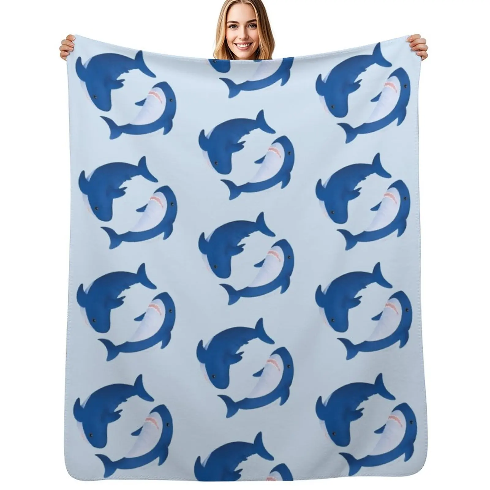 

Brucie & Archie Blahaj shark pattern Throw Blanket Portable Lightweight Blanket for Travel Camping