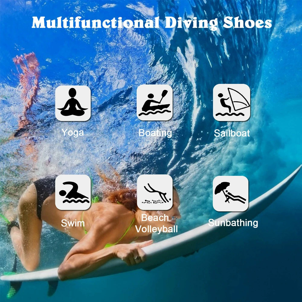 1Pair Diving Shoes Women Aqua Shoes Men Beach Swimming Water Sport Socks Barefoot Sneaker Fitness Dance Surfing Snorkeling Shoe