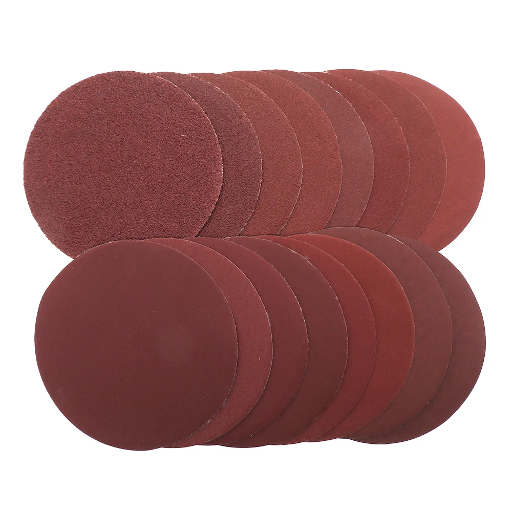 20PCS 4 Inch 100MM Aluminum Oxide Dry Sandpaper Sanding Discs Hook Loop For Stone Round Red Disk Sand Sheets Disc Self Adhesive
