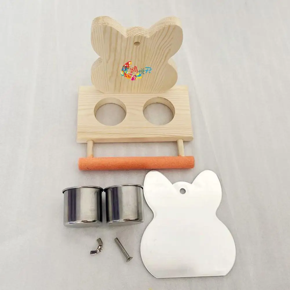 นกแก้วกระจก Feeder ถ้วยชามไม้นก Interactive Self-Happy ของเล่นปริศนาของเล่น Bird Cage Parrot ของเล่นอุปกรณ์เสริม