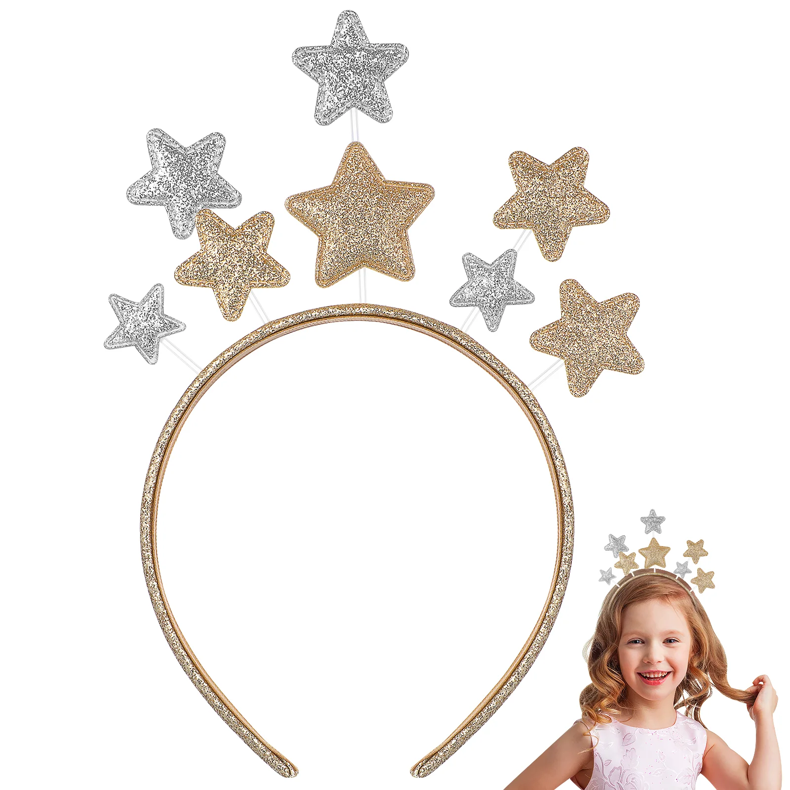 Christmas Hair Ties Star Head Dress Halloween Headbands Bopper Gold Space Costume Clothing Man