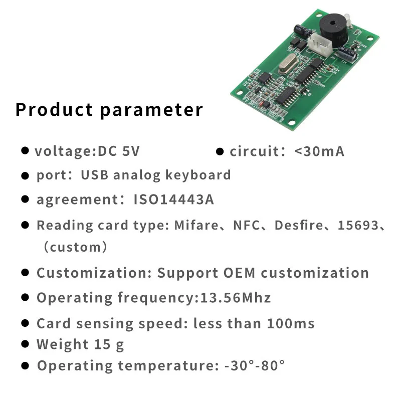 13.56Mhz IC M1 Card Smart USB Communication NFC Contactless Access Control RFID Card Reader Module