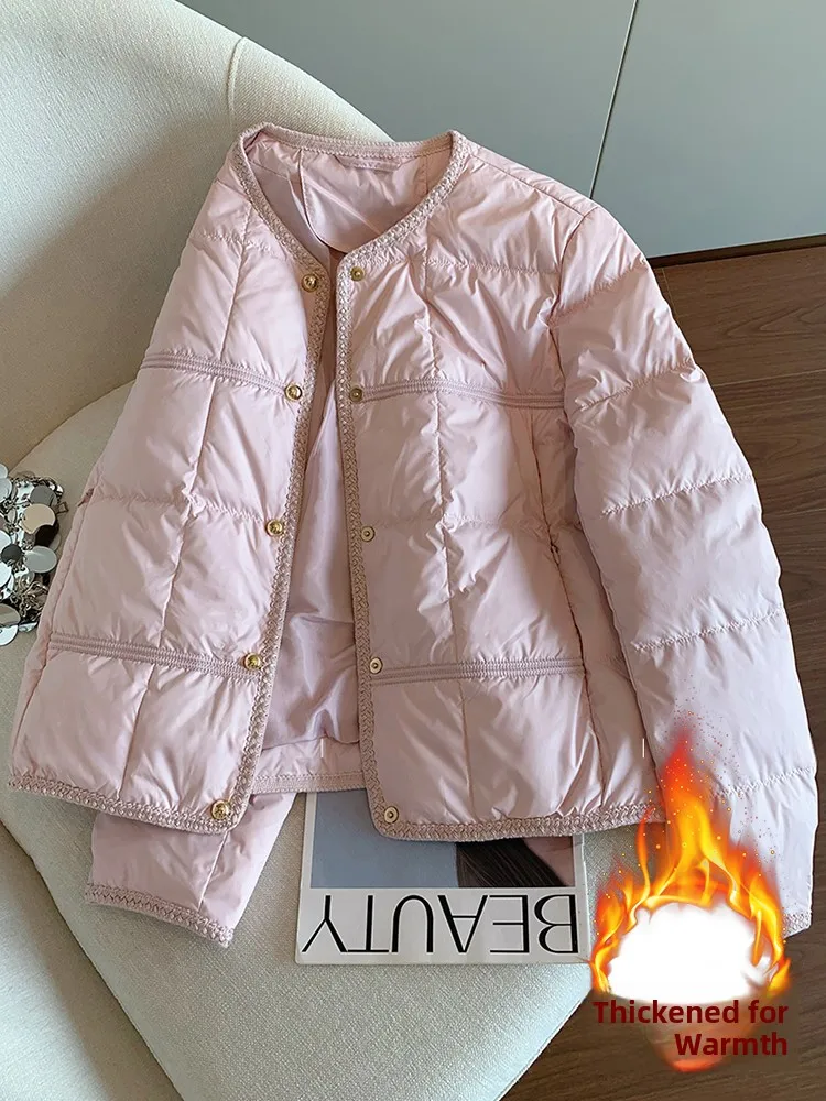 

Женское утепленное хлопковое пальто с круглым вырезом, зимнее, теплое, модное, в корейском стиле, свободного кроя, с длинными рукавами