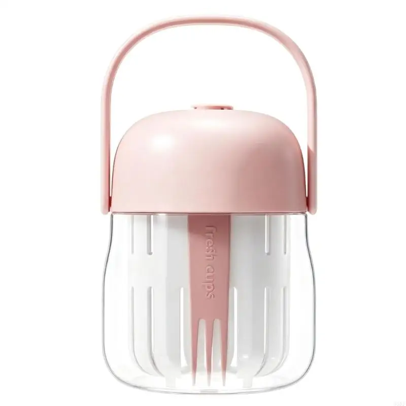 Double-Layer Draining Fruit Cup with Folding Fork, Holds Fruit Above Separated Liquid for Commutes and Office Breaks 55KF