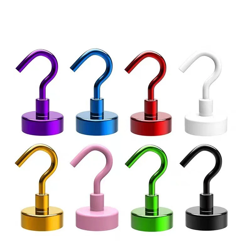 

E12X34 mm Colorful Strong Magnet Hooks Rust Proof Indoor Outdoor Hanging Kitchen Home Workplace Office Strong Color Magnet Hook