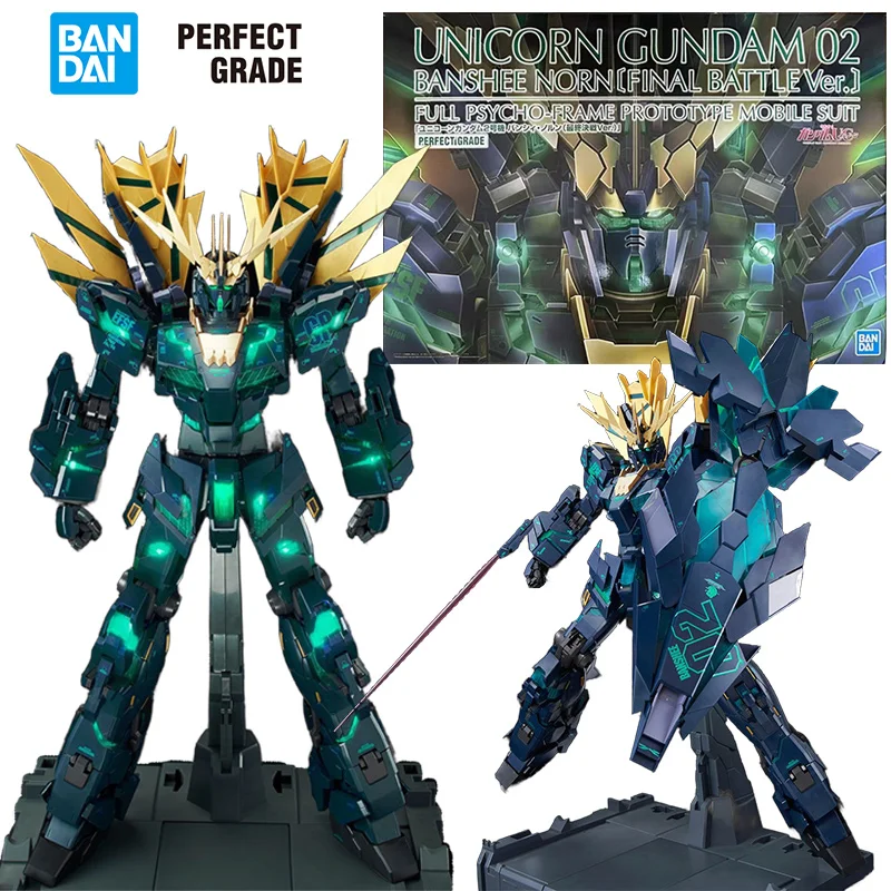 Bandai PG 1/60 Unicorn Gundam 02 Banshee Norn Final Battle Ver. Anime Original Action Figure Model Assemble Toy Gift Colllection