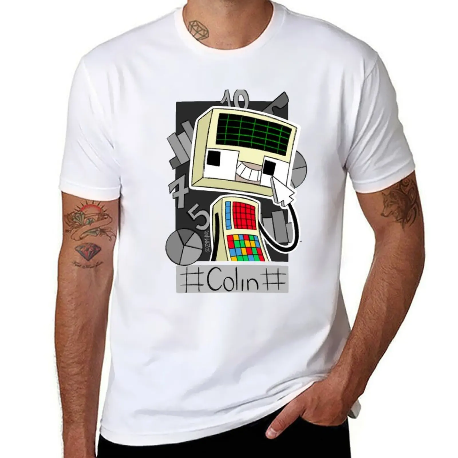 

[DHMIS] Colin the Computer T-Shirt t shirt for man anime tshirt T-Shirt