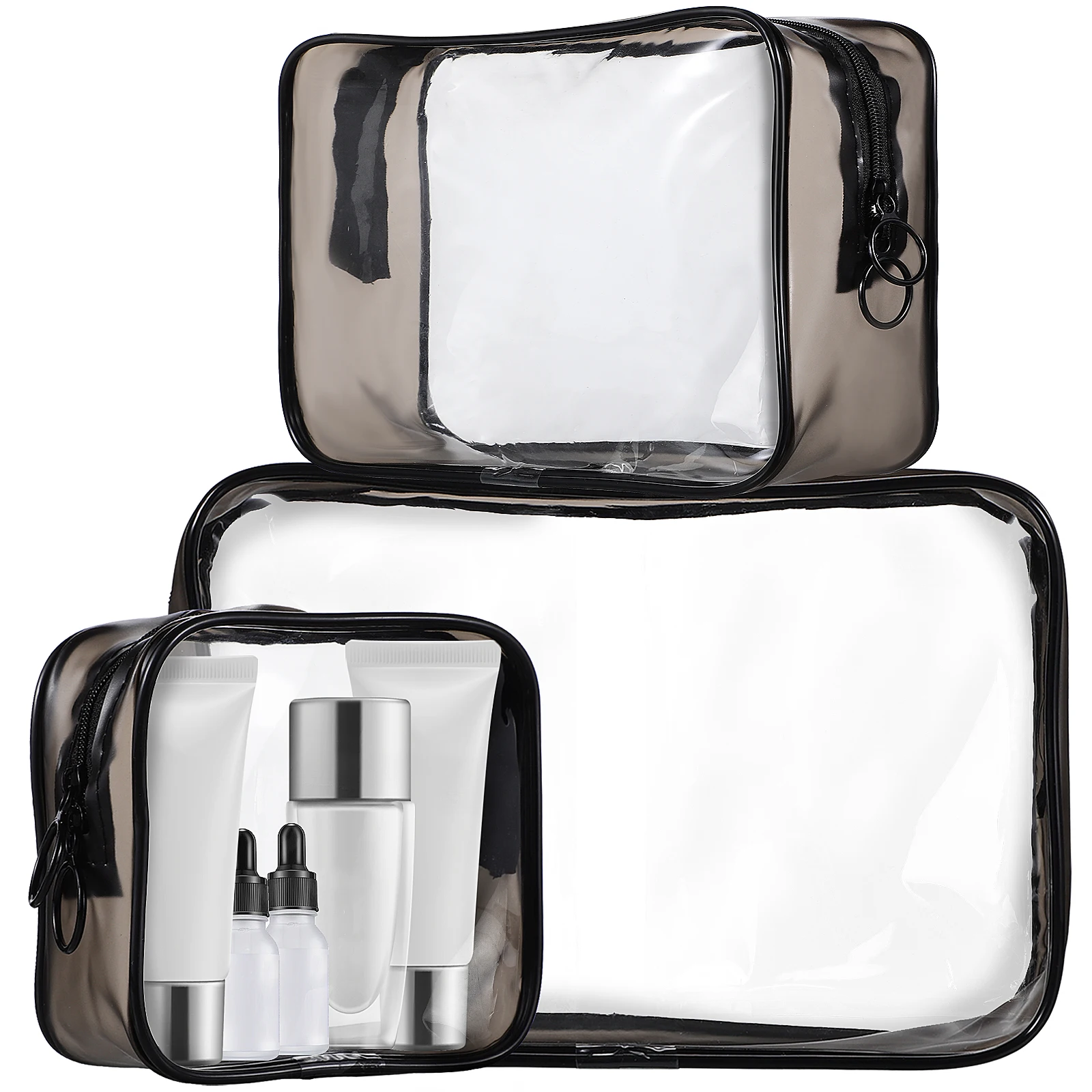 

3 Pcs Travel Makeup ganizer Bag Clear PVC Storage Bags Waterproof Toiletry Container For Gym Home Use