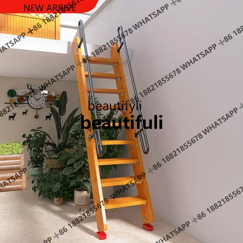 X Solid wood loft stairs Whole household duplex indoor ladder Climbing ladder Partition stairs