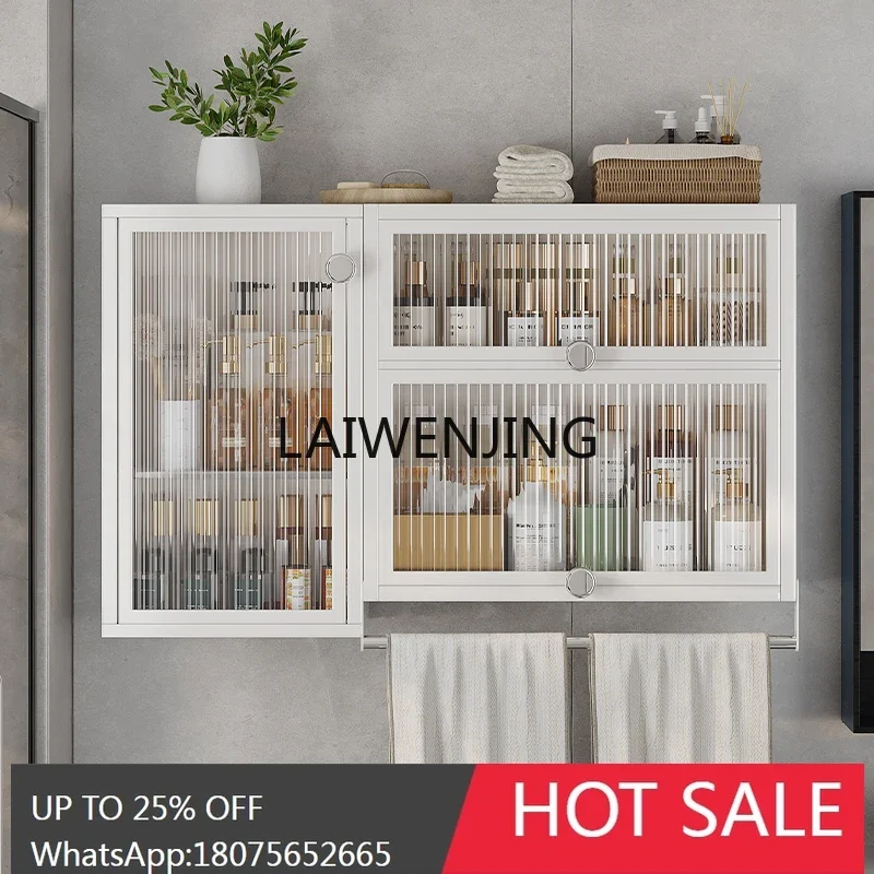 

T9-No-punching bathroom rack Wall-mounted multi-functional storage shelf with cabinet door