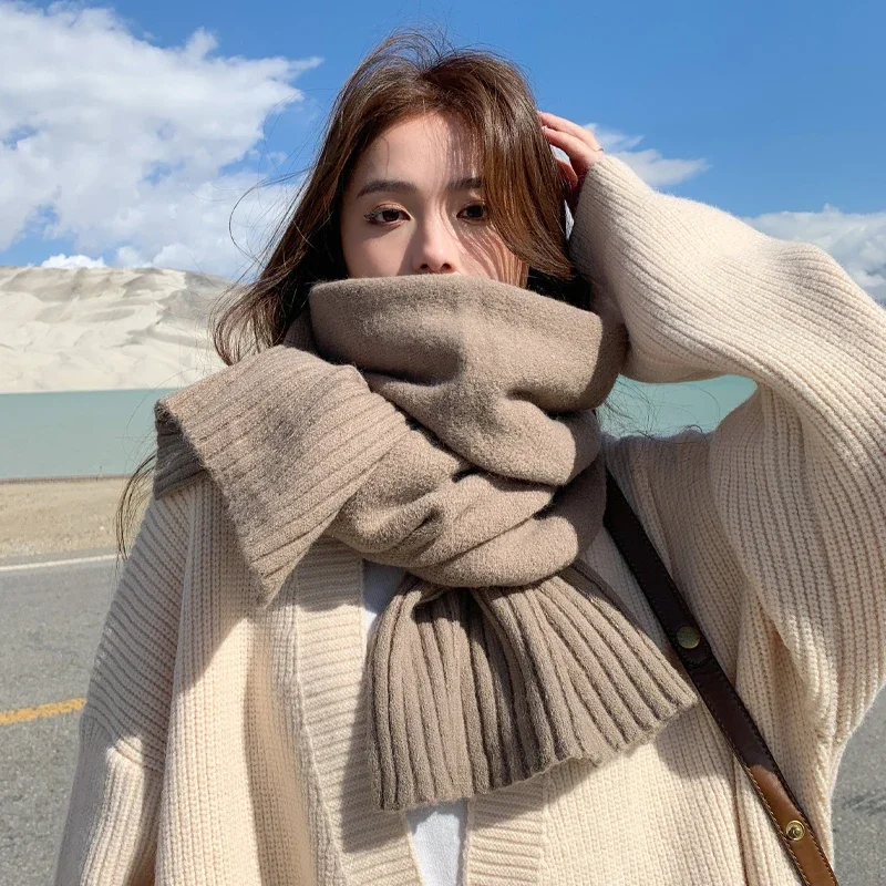 أحدث وشاح عيد الميلاد للسيدات لعام 2025 - شال طويل من الصوف الأحمر والأخضر، لفافة دافئة وناعمة مكتنزة لخريف وشتاء مناسب تمامًا #3