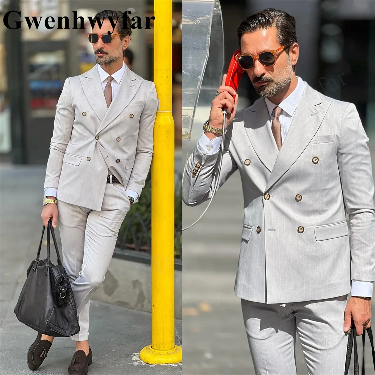 

Gwenhwyfar 2025 New Men's Suits Tailored Business Four Button Peaked Lapel Wedding Formal Work Wear Custom Made Homme Hand Cut