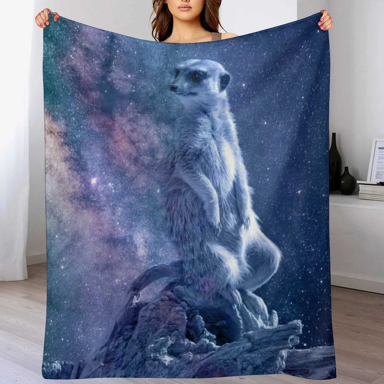 Smooth Space Meerkat Throw Blanket Camping warm winter Blankets