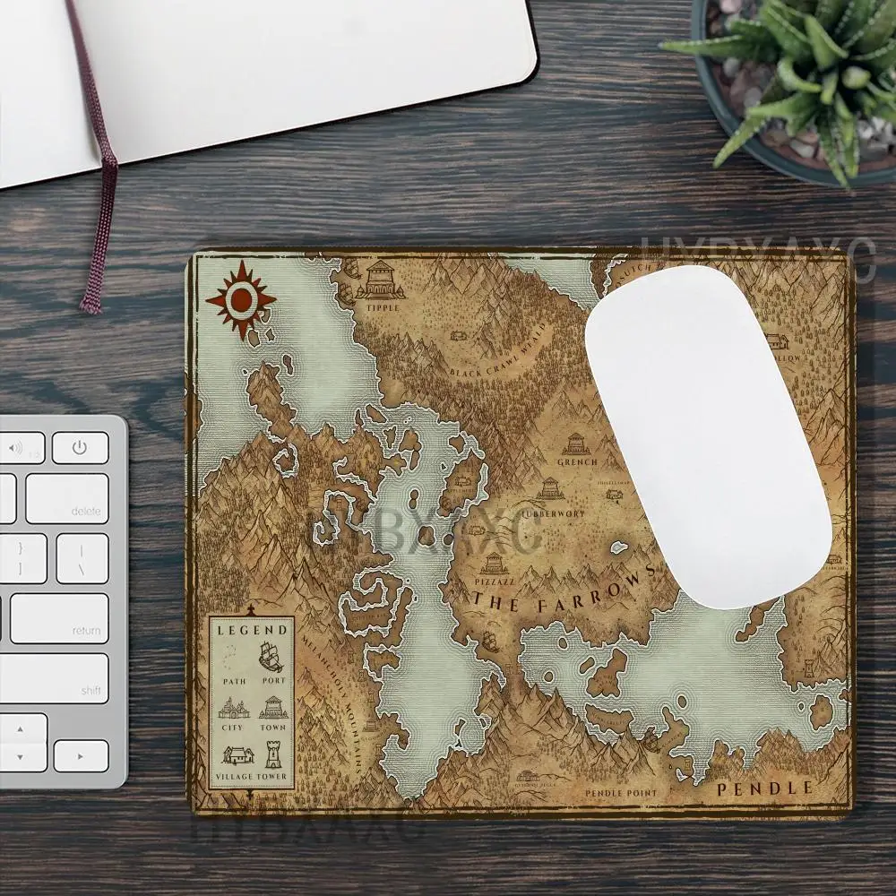 

HYBXAXC Fantasy World Map Small Mouse Pad Non-Slip Rubber Desk Mat Vintage Adventure Print Gaming Mousepad for Office Laptop PC