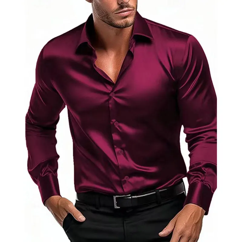 6XL men\'s shirt formal Long sleeve Spring and Autumn ice silk business casual high quality free wear breathable slim plus size