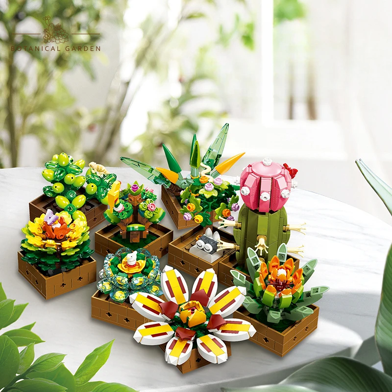 

Succulents New Children Toy Assembly DIY Simulation Building Blocks Flower Model Bouquet Creative Home Decoration Christmas Gift