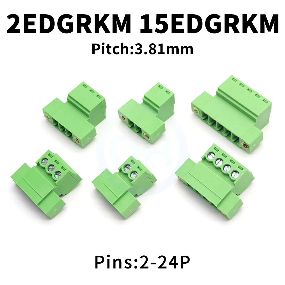 

(10 pcs) KF 2EDGRKM 3.81MM Solderless butt joint with lugs screw fixing 15EDGRKP 3.81 Plug-in terminal block socket 2-24Pin