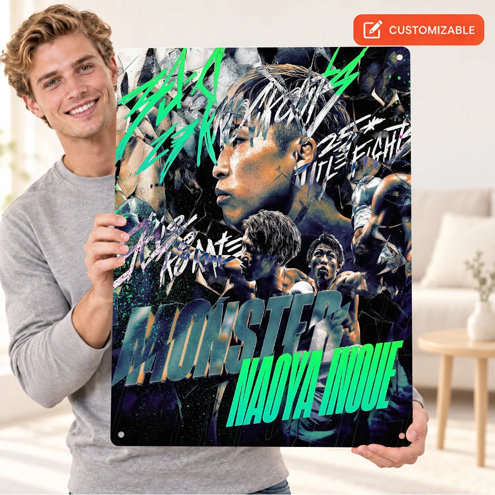 Naoya Inoue Monster Boxing Textured Metal Poster Personalized Aluminum Sign Graffiti Illustration Wall Art For Sports Lounge