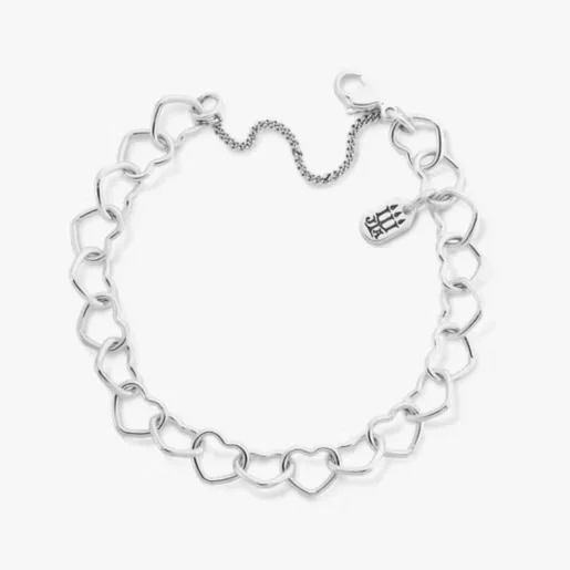 James Avery Bracelet S925 Sterling Silver Connected Hearts Charm Bracelet, Heart Link Chain Bracelet Jewelry for Women Gift