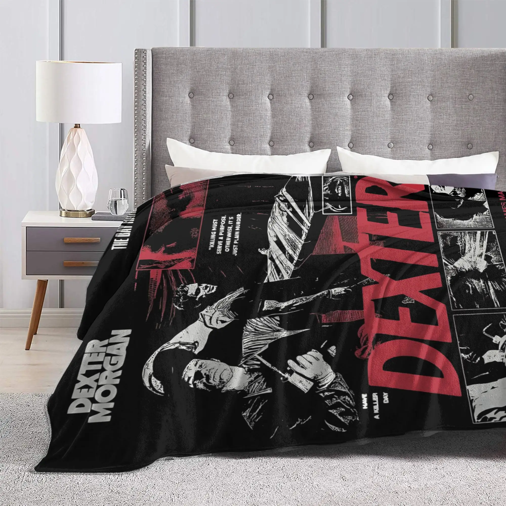 ديكستر مورغان غطاء بطانية فيلم رعب الصوف رمي بطانية المنزل الأريكة المحمولة لينة الدافئة المفارش ،