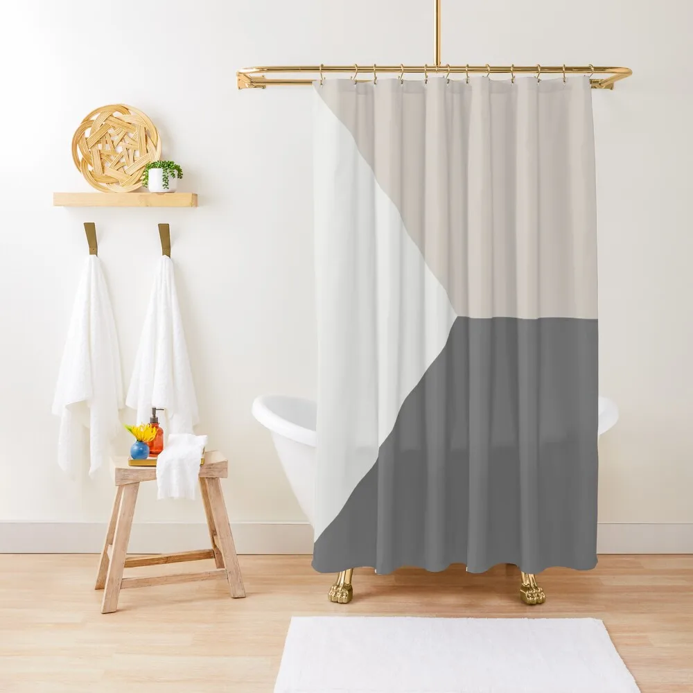 

White and Grey Simple Scandinavian Geometric Minimalist Shower Curtain Shower Curtain For Bathroom Set